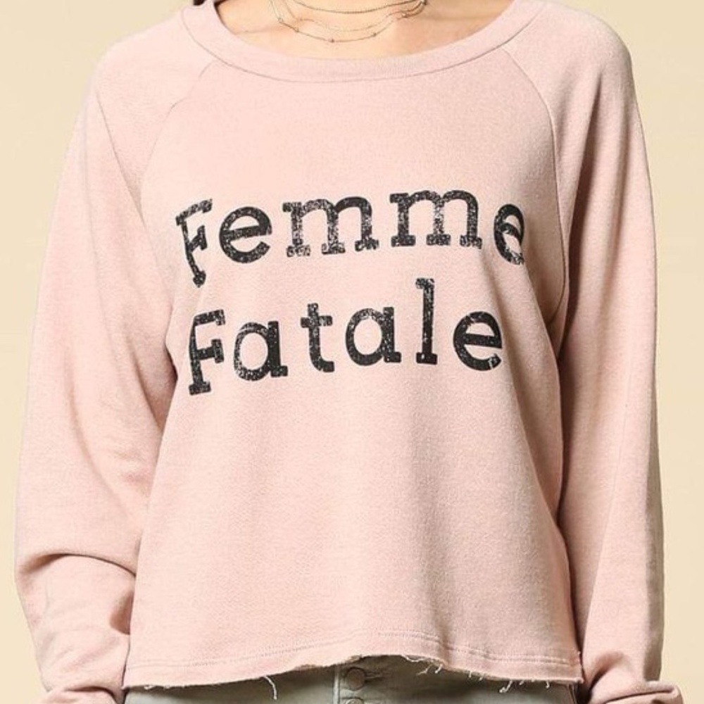 Pink Femme Fatale Cropped Sweatshirt - Picture 2 of 3
